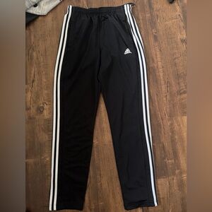 Adidas Black Joggers with White Stripes